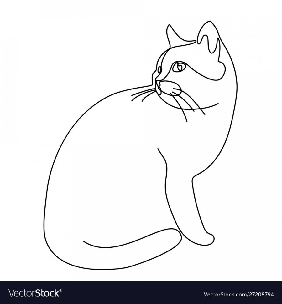 Continuous line drawing cat Royalty Free Vector Image