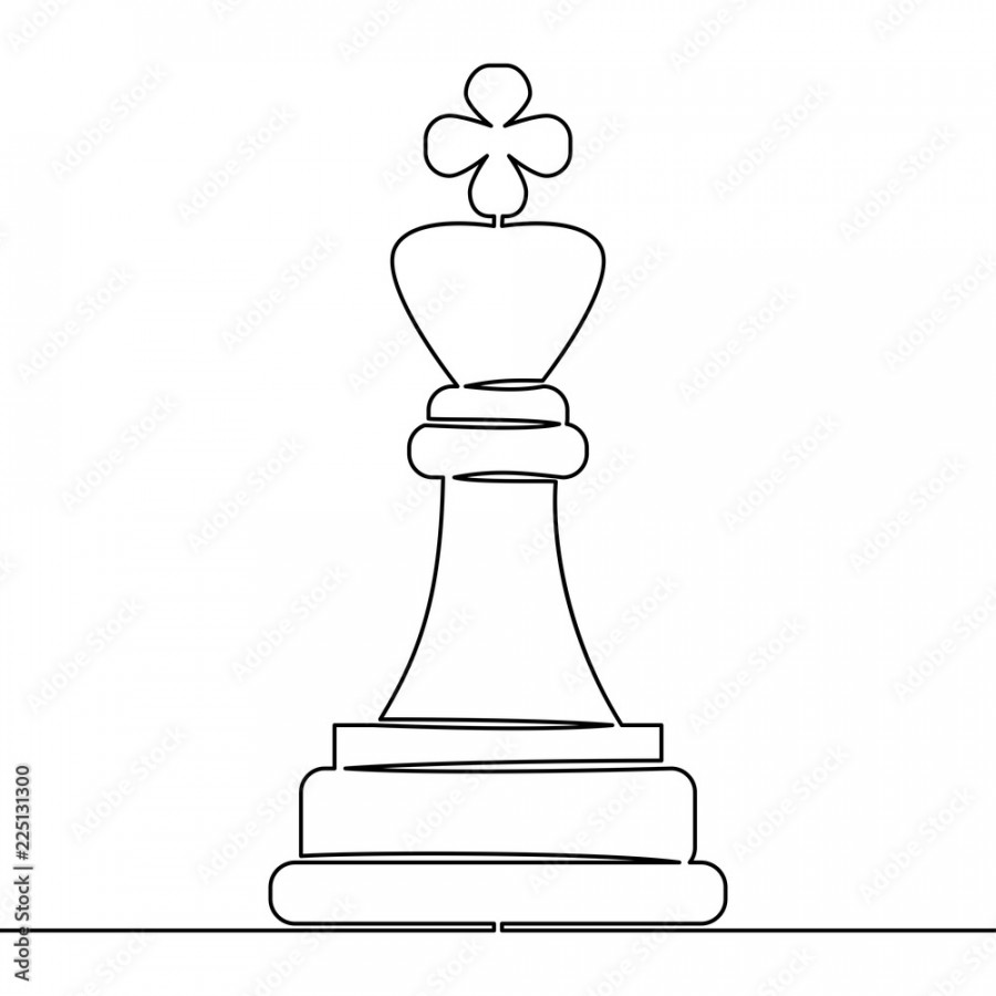 Continuous line drawing Chess pieces king Vector Stock