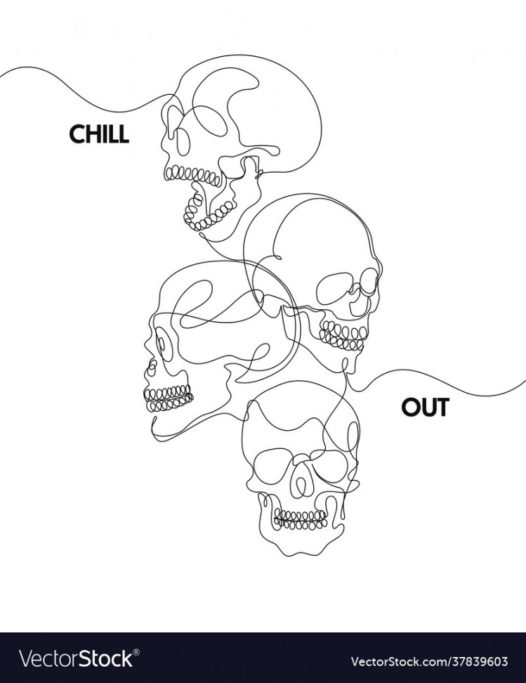 Continuous one line drawing abstract human skull Vector Image