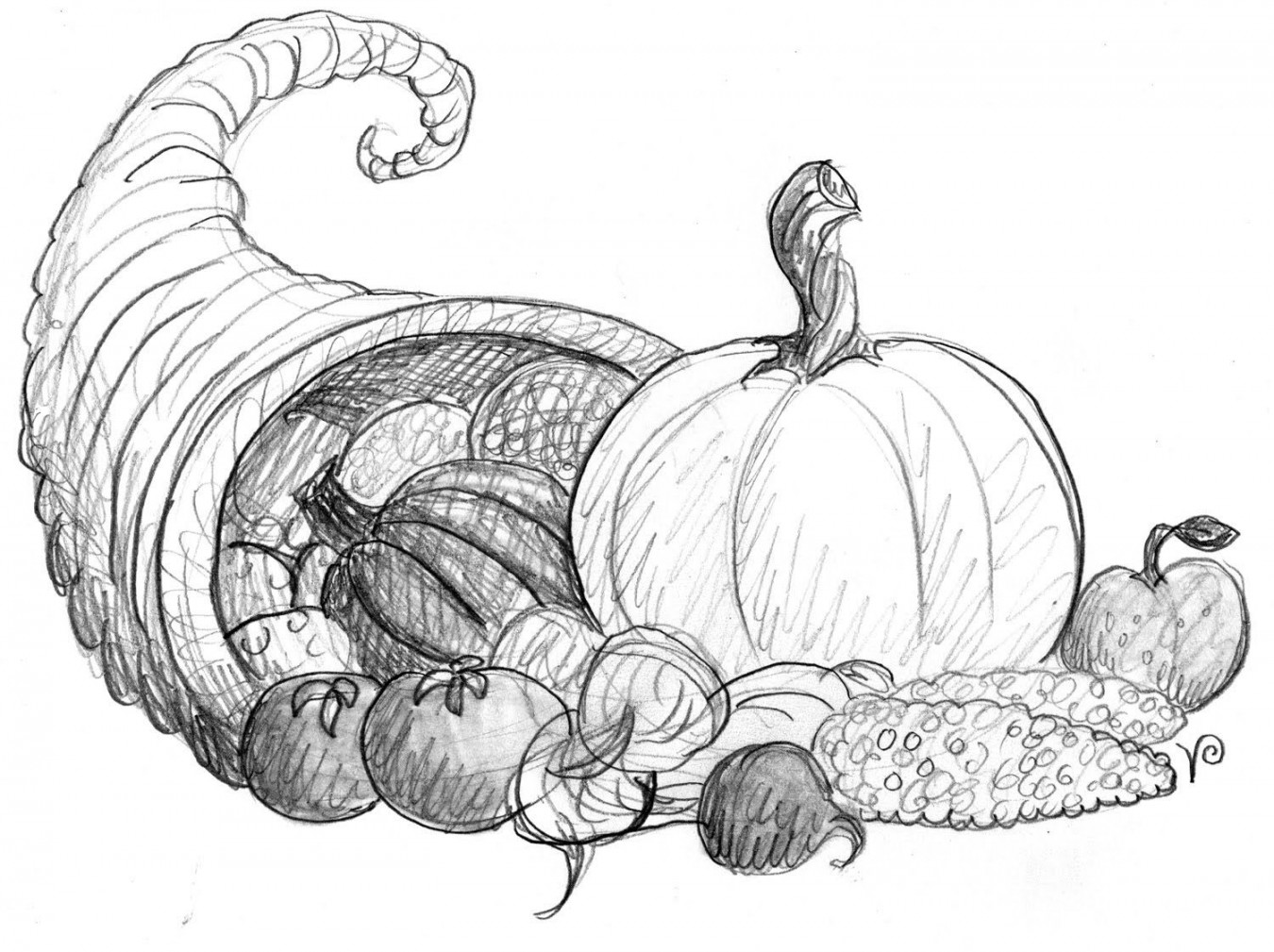 Cornucopia  Thanksgiving drawings, Drawings, Thanksgiving art