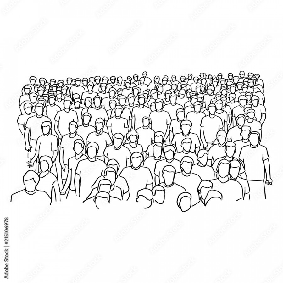 crowd of people standing vector illustration sketch doodle hand