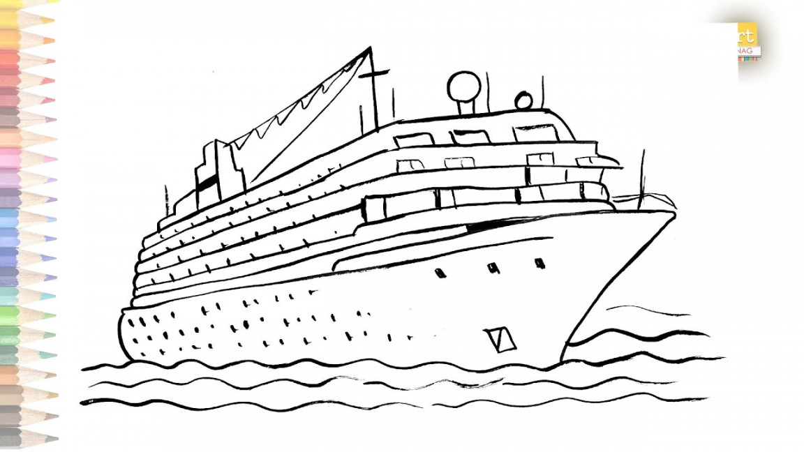 Cruise Ship drawing easy  How to draw A Ship