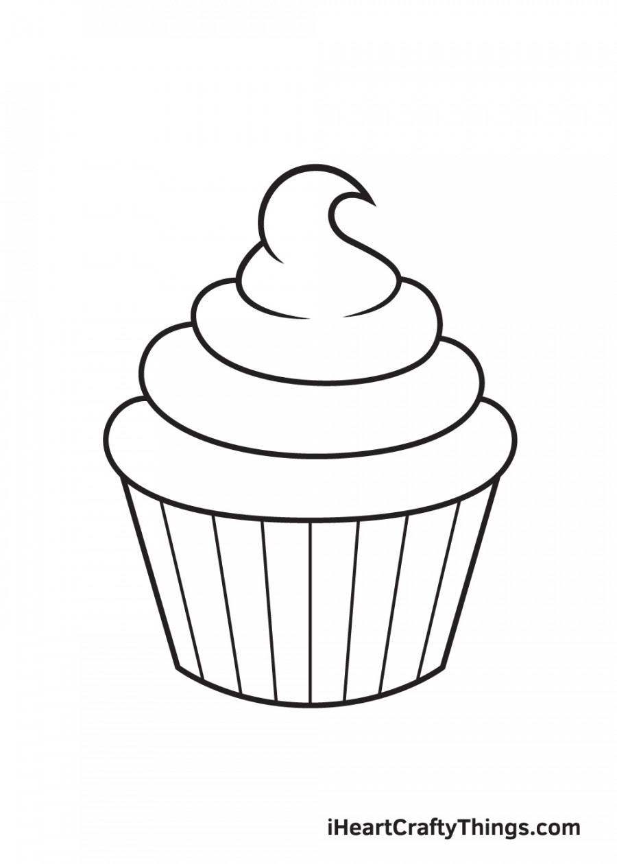 Cupcake Drawing - How To Draw A Cupcake Step By Step