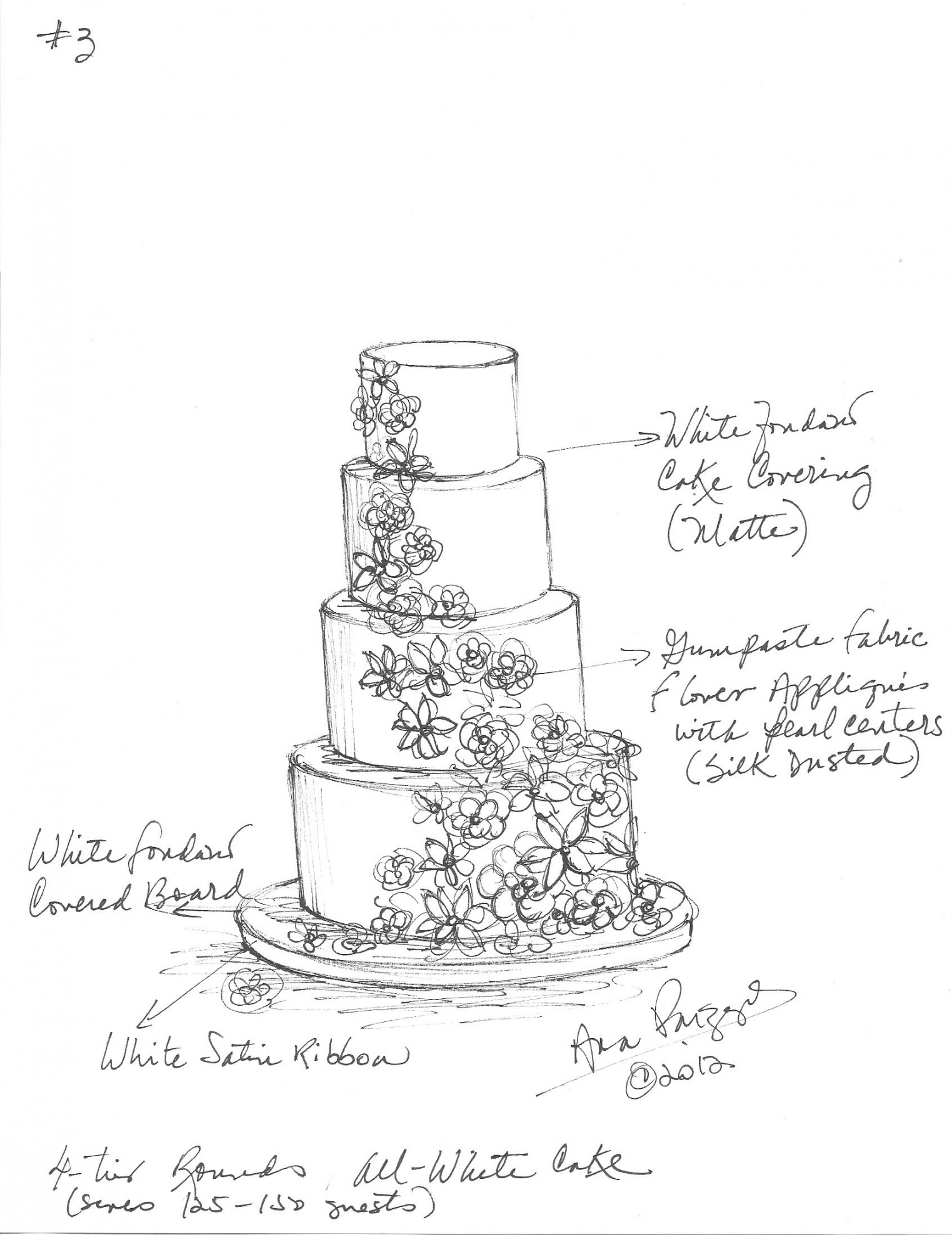 Custom Wedding Cake Sketch  Cake sketch, Cake drawing, Cake