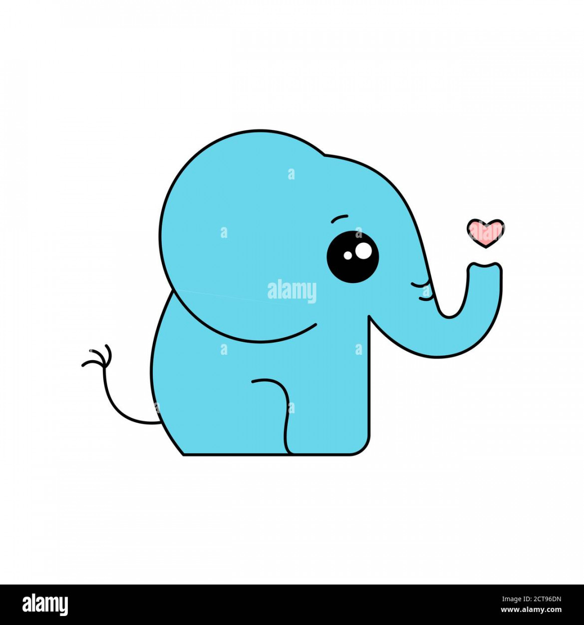 Cute blue elephant side view