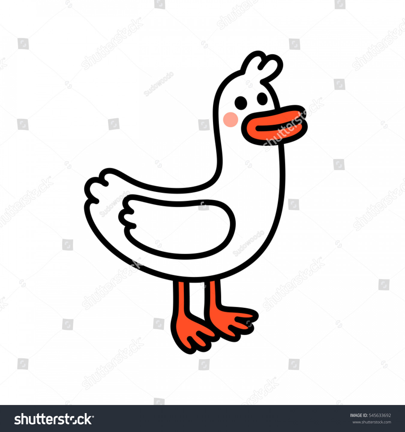 Cute Cartoon Goose Drawing Simple Vector: Stock-Vektorgrafik