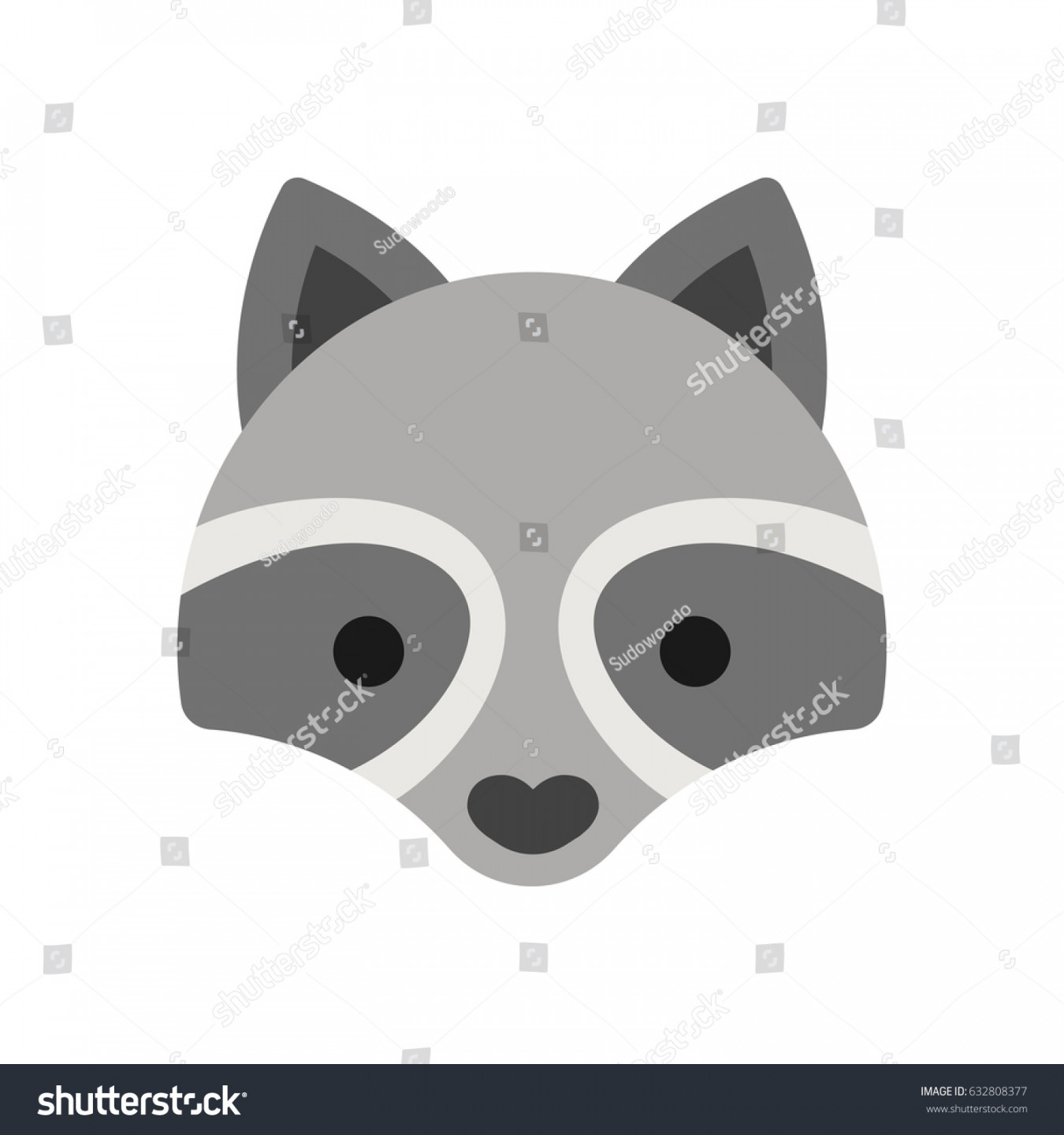 Cute Cartoon Raccoon Face Icon Simple: Stock-Vektorgrafik