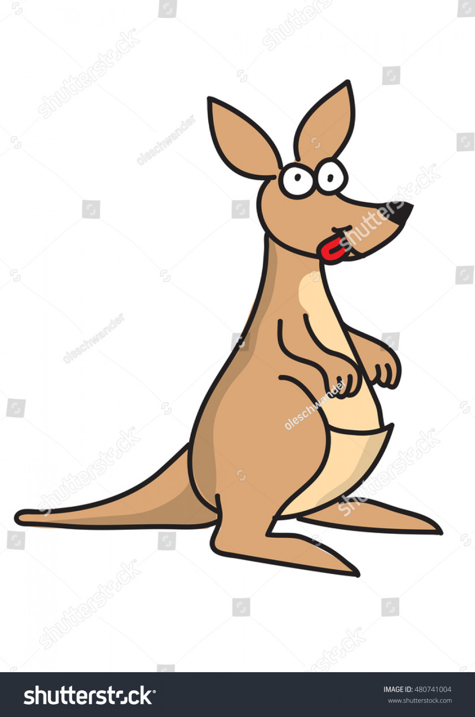 Cute Kangaroo Cartoon Vector Drawing Isolated Stock Vector