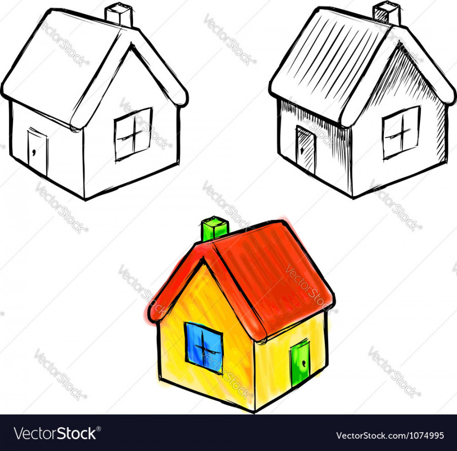 Cute little house sketch Royalty Free Vector Image