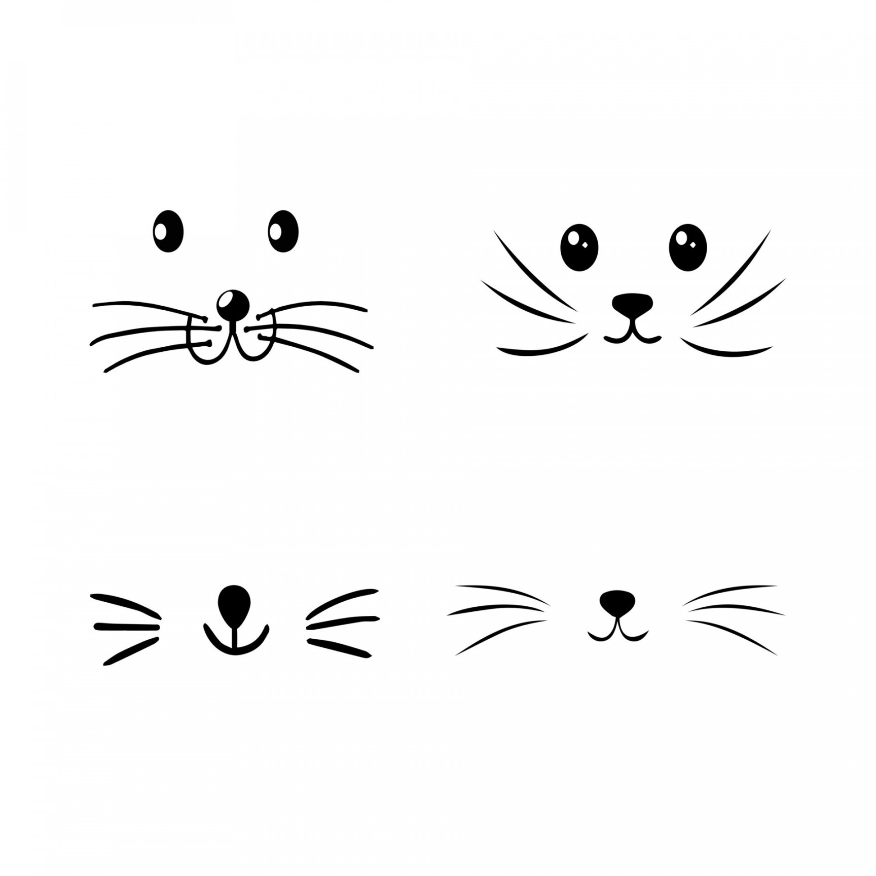 Cute rabbit nose minimalist black on white vector illustration