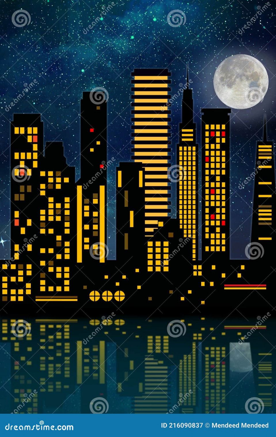 d drawing of a night city stock illustration