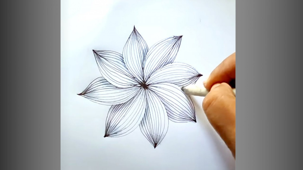 D flower drawing easy