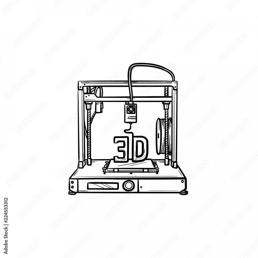 d printer hand drawn outline doodle icon