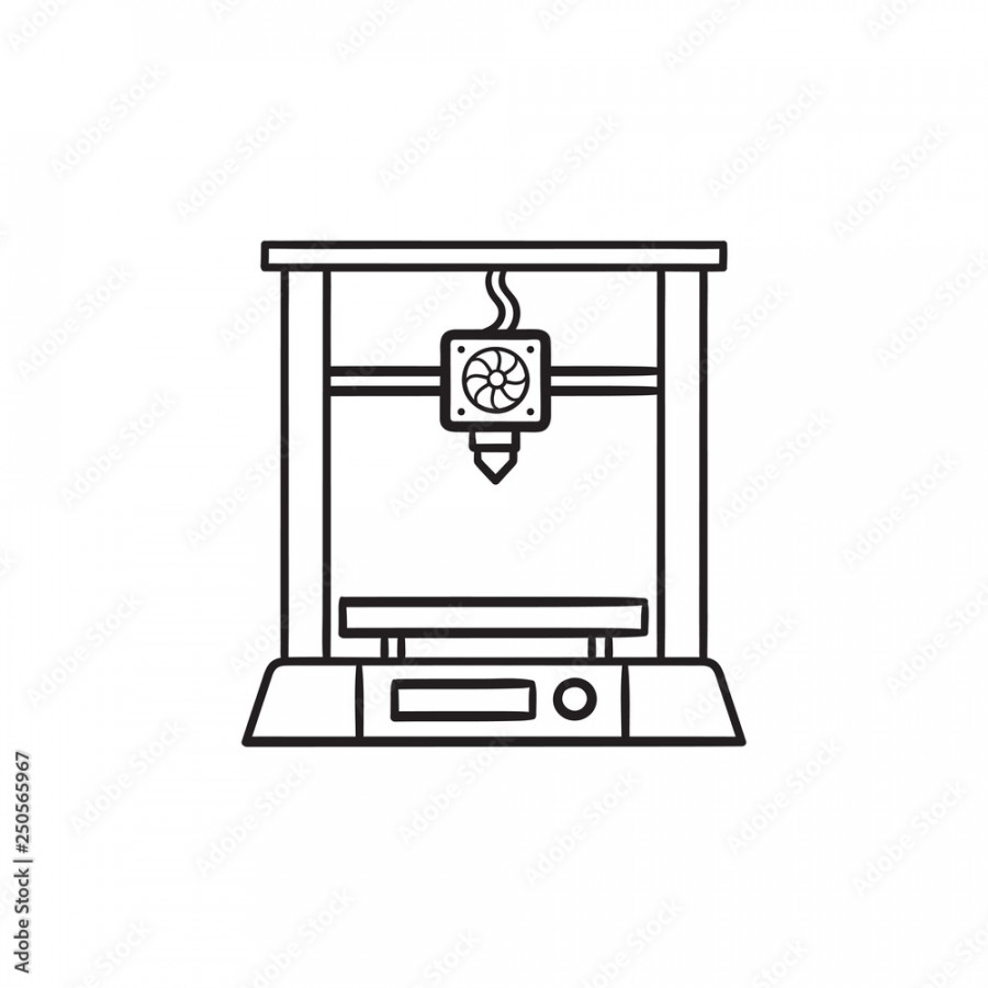 d printer hand drawn outline doodle icon