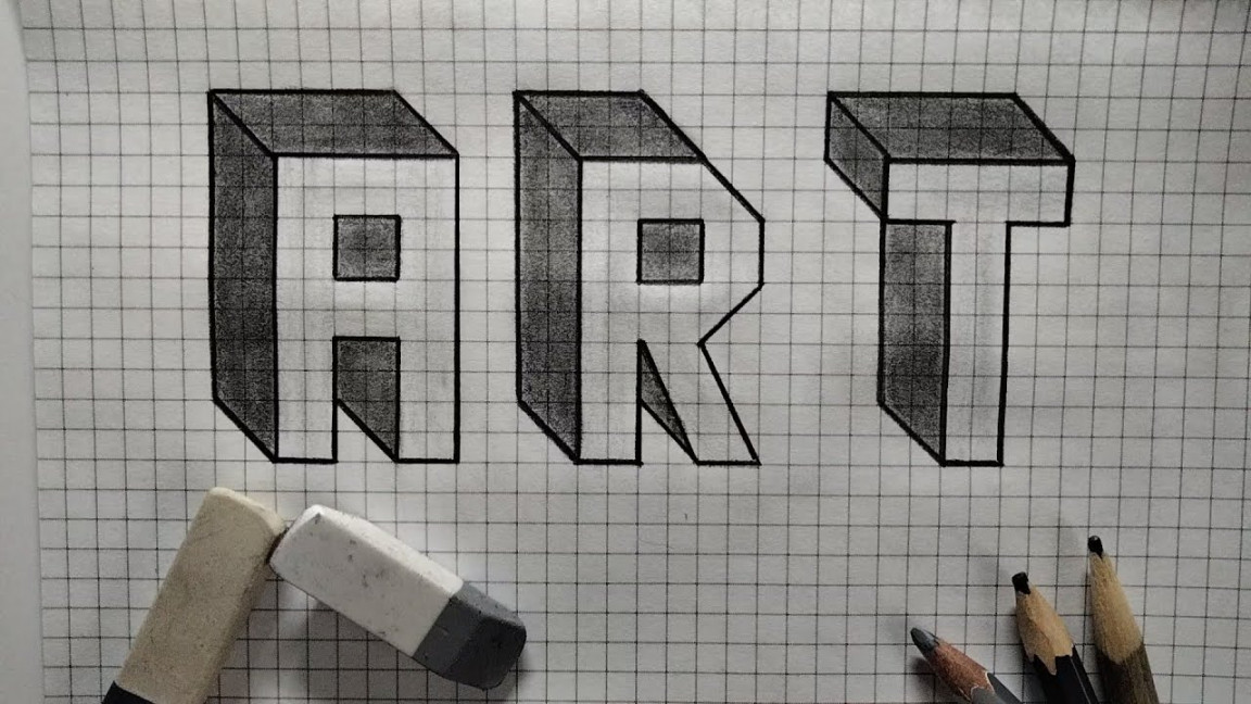 D word ART. how to draw D Letters A,R,T. d drawings pencil letter - d  letter