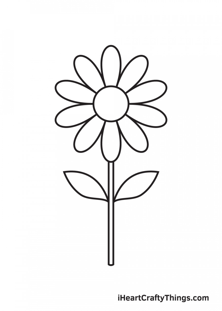 Daisy Drawing - How To Draw A Daisy Step By Step