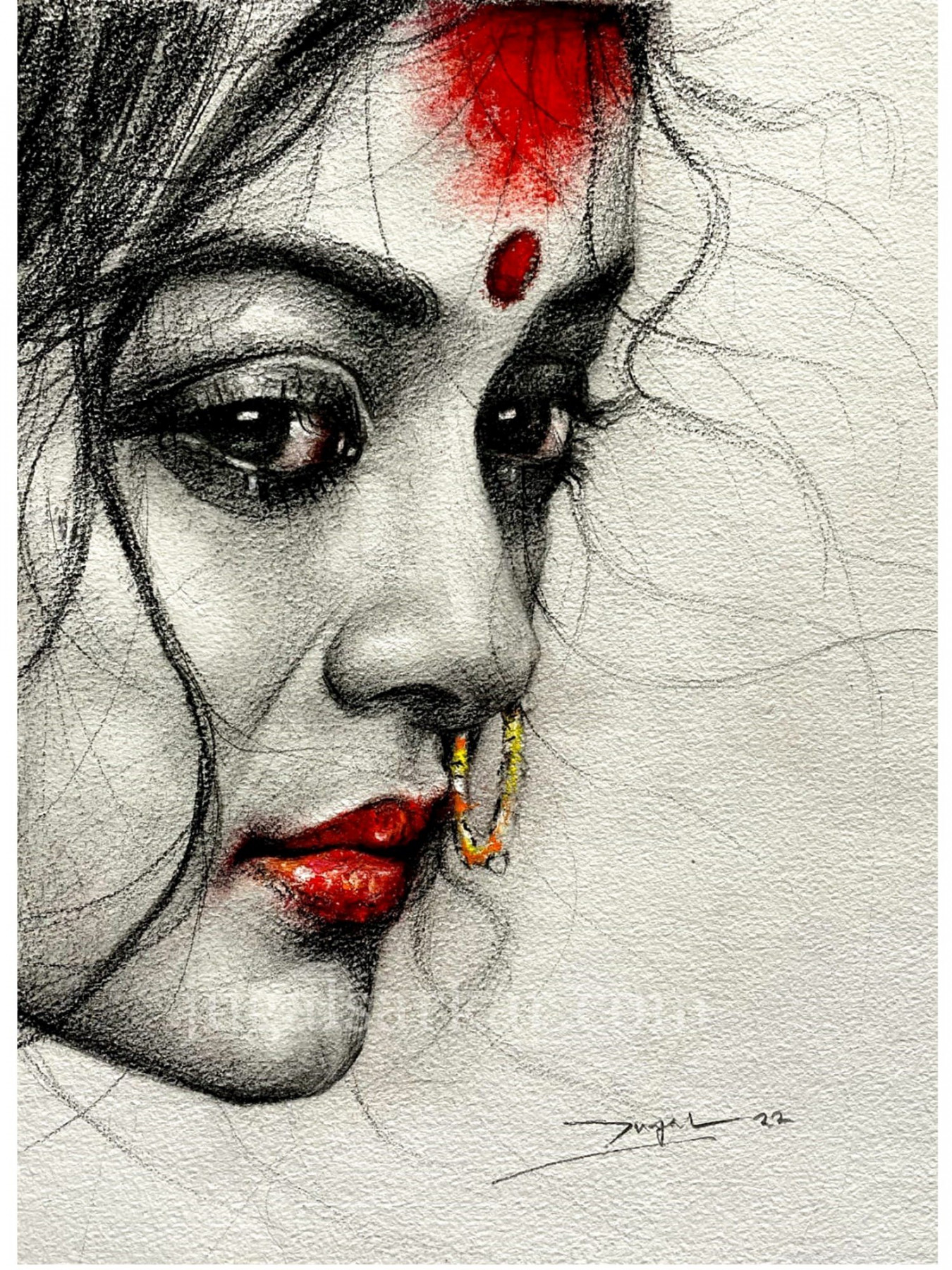 Debi - A symbol of Empowerment  Pencil Sketch by Jugal Sarkar