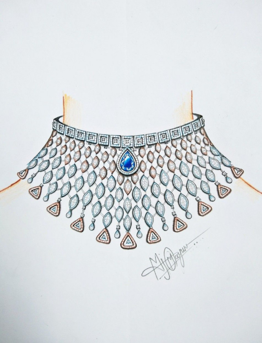 Diamond Chokar  Jewellery design sketches, Jewellery sketches