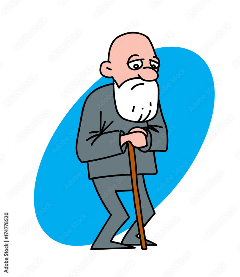 Disappointed old man cartoon hand drawn image