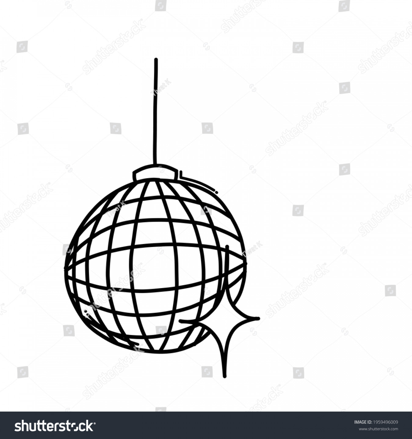 Disco Ball Doodle Vector Icon Drawing: Stock-Vektorgrafik