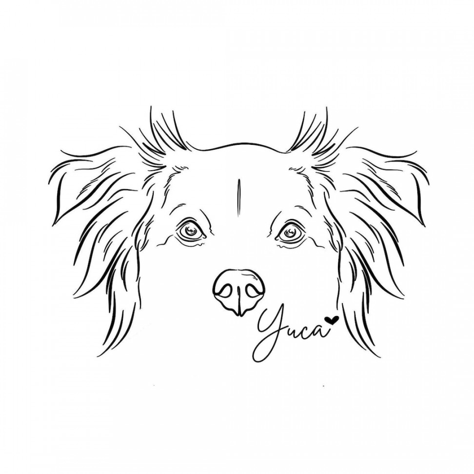 Dog line drawing custom, ear outline, pet portrait ink, DIGITAL FILE ONLY,  Tattoo Commission, Realistic face sketch from photo, Peekaboo - Etsy