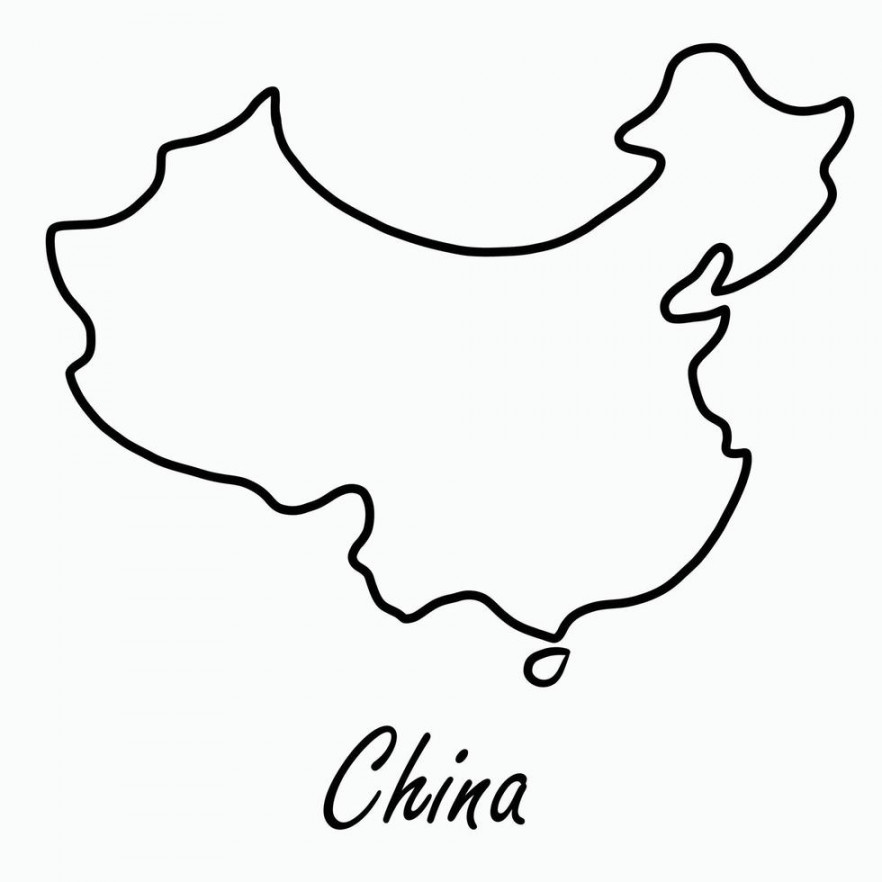 Doodle freehand drawing of China map