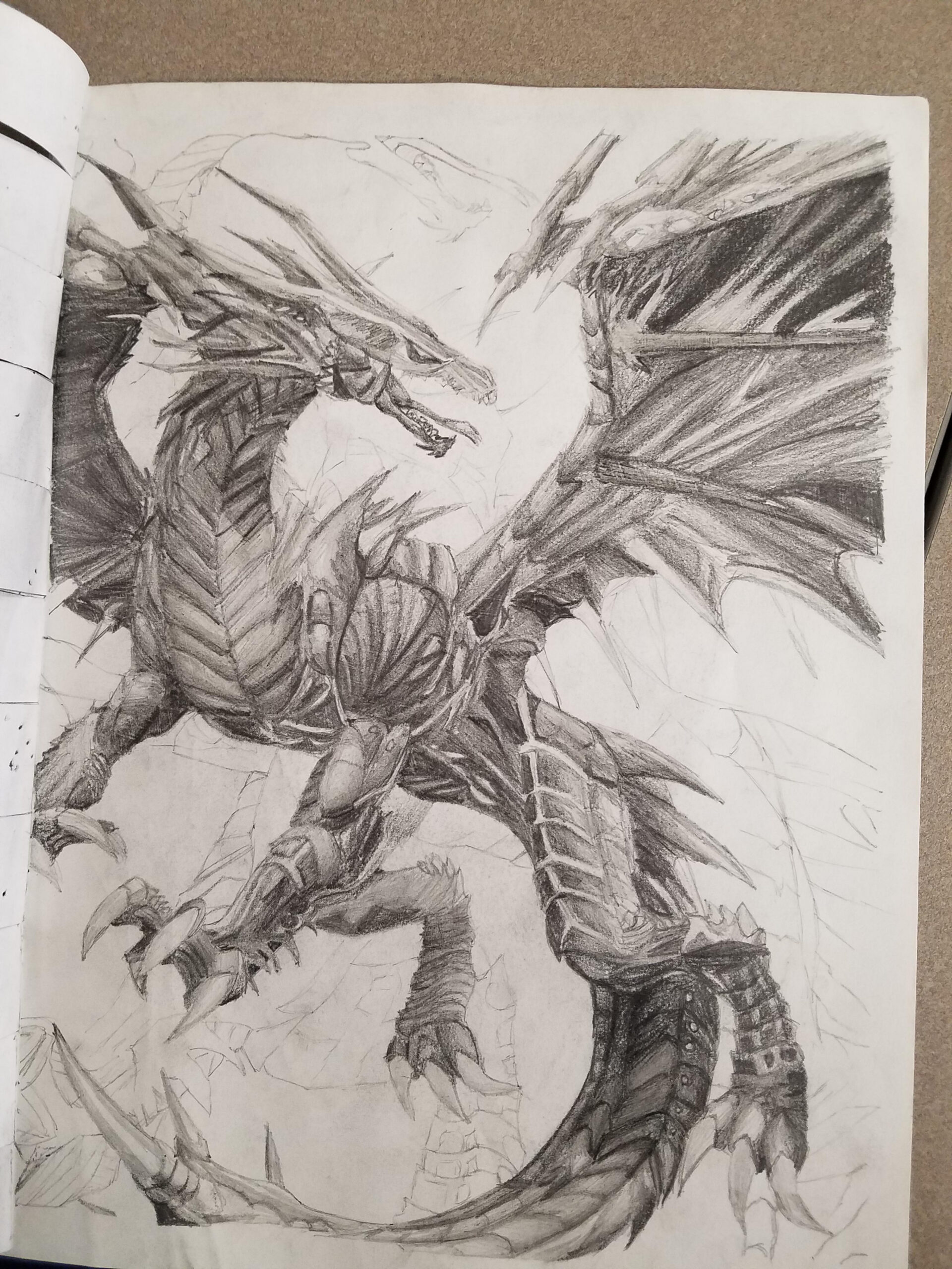 Dragon project I did in my art class :) : r/drawing