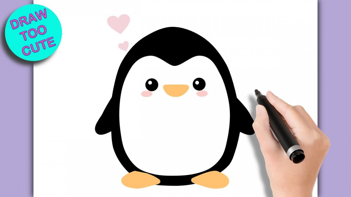 Draw Kawaii Penguin Easy