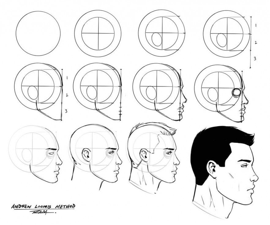 Drawing a Male Head Side View - Step by Step by robertmarzullo on