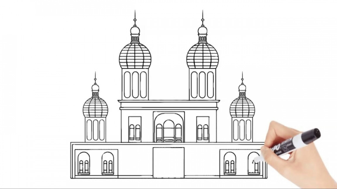 Drawing a synagogue: : easy drawing