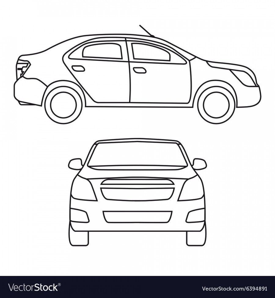 Drawing car side view Royalty Free Vector Image