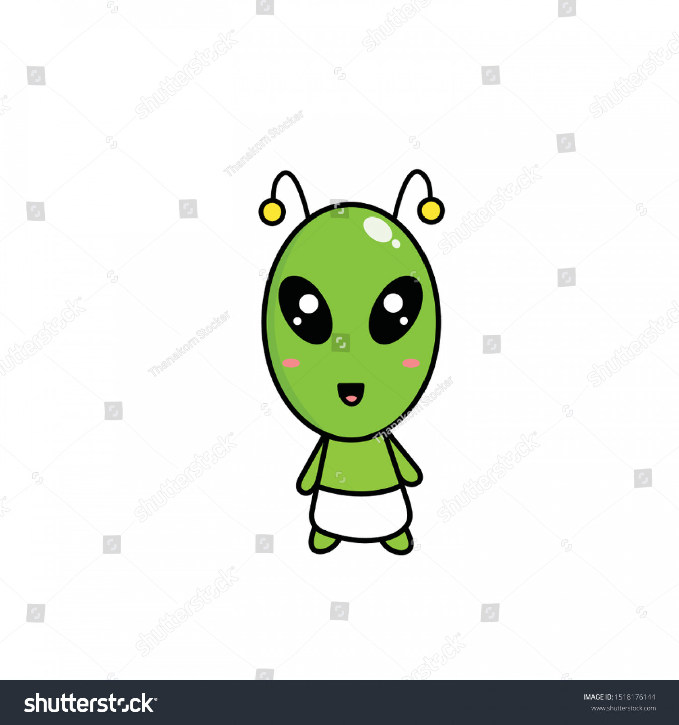 Drawing Cute Alien Cartoonvector Illustration Stock Vector