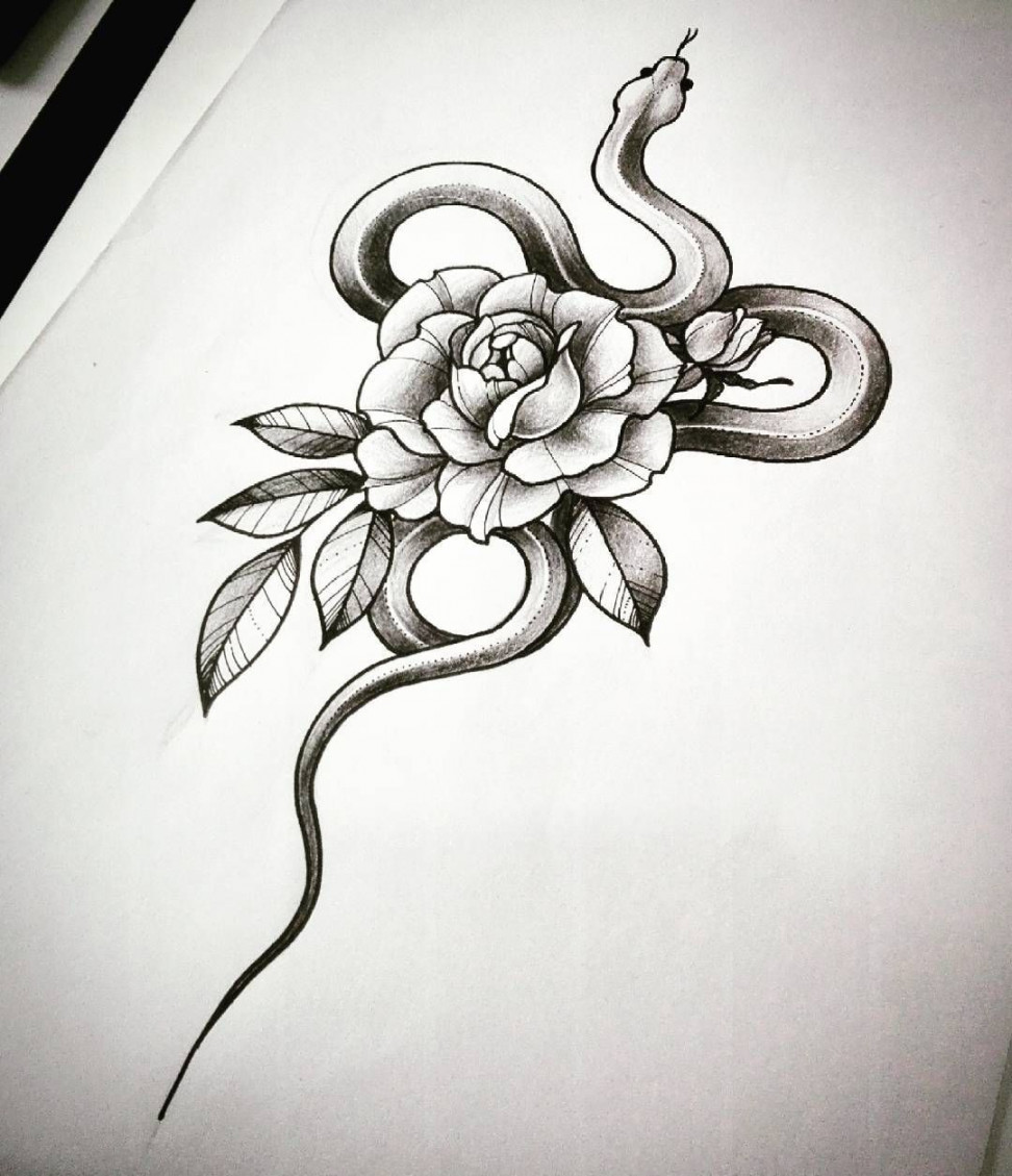 drawing #drawingfortattoo #sketch #snake #snakesketch #rose