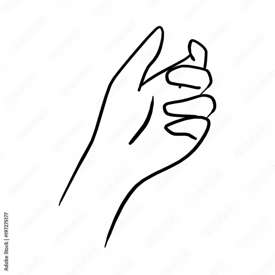 drawing hand holding something transparent vector illustration