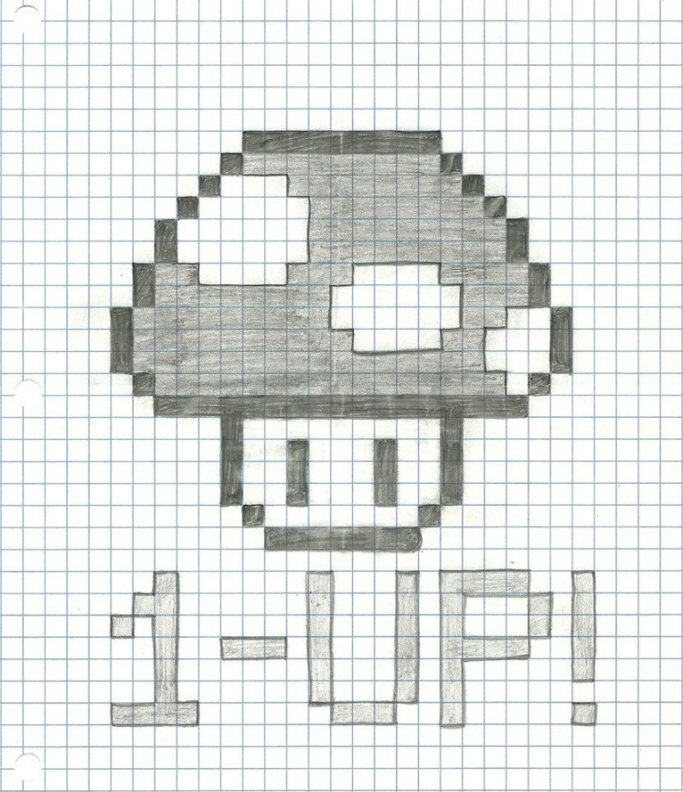 Drawing Pictures On Graph Paper Graph Paper Drawing Mario Mushroom