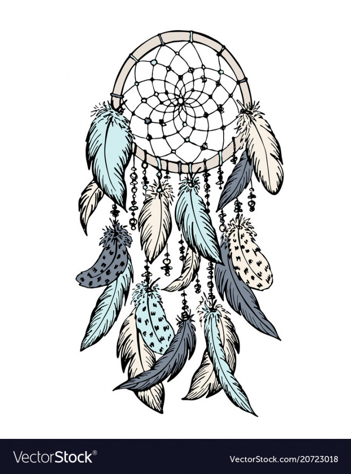 Dream catcher sketch hand drawn Royalty Free Vector Image