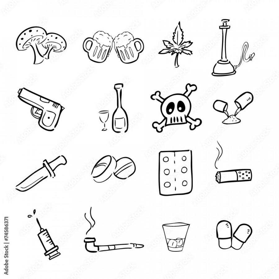 Drugs abuse narcotic drawing icons Stock-Vektorgrafik  Adobe Stock