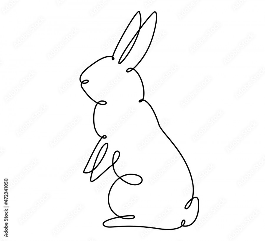 Easter bunny continuous one line drawing