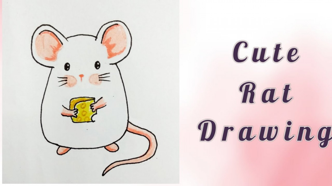 easy cute rat drawing for beginners step by step  mouse drawing for kids   @Art_mines