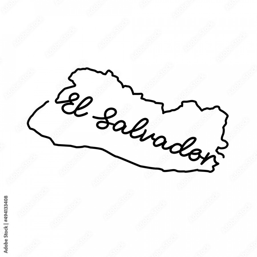 El Salvador outline map with the handwritten country name