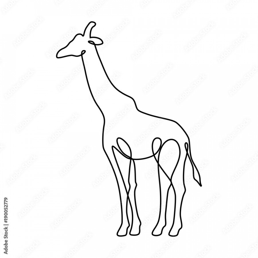 Endless line art illustration of giraffe