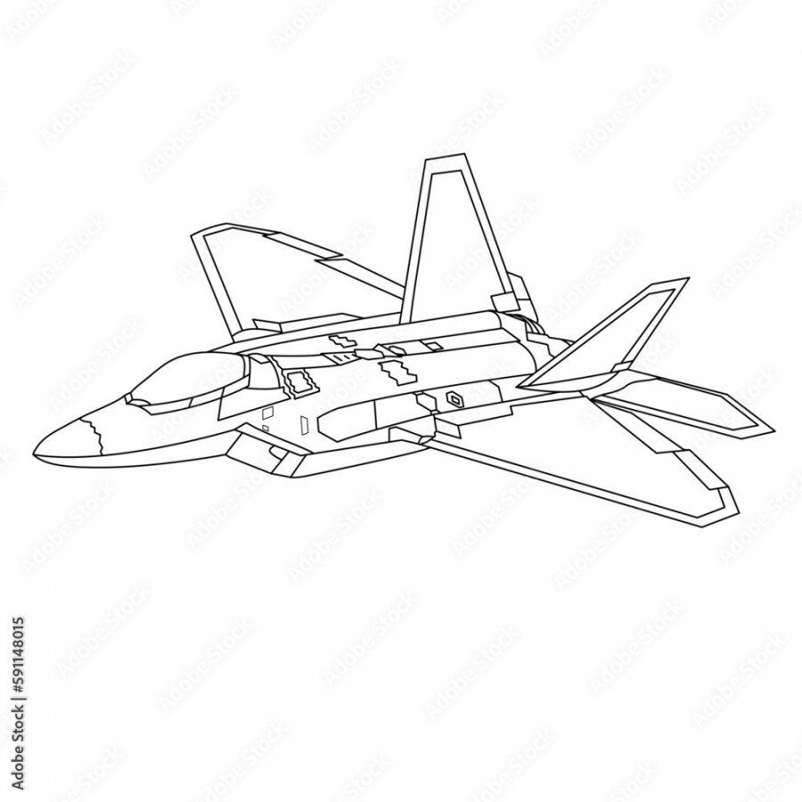 F- Raptor Aircraft Outline Illustration