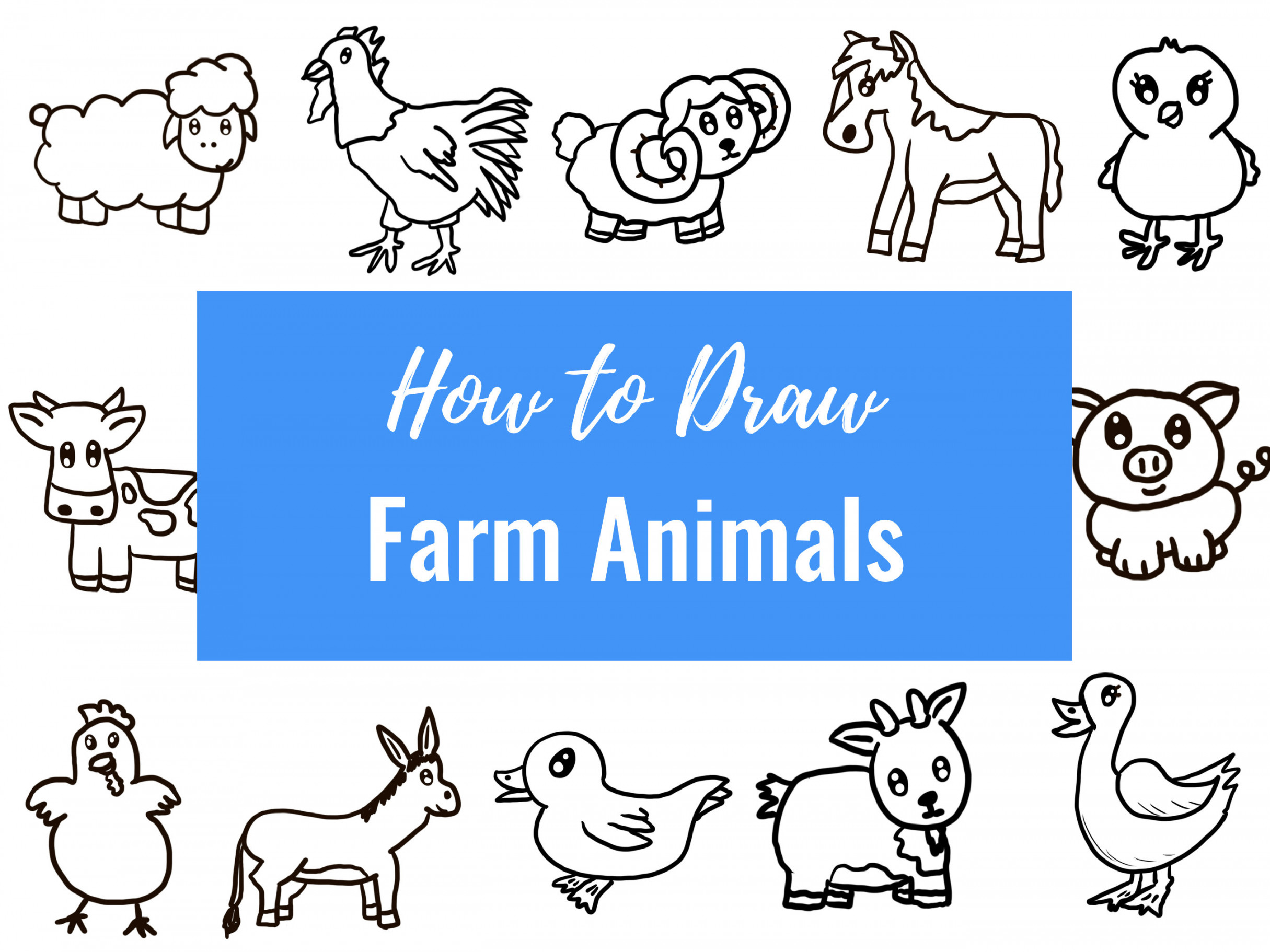 Farm Animals  Printable How to Draw Pages Instructadoodle