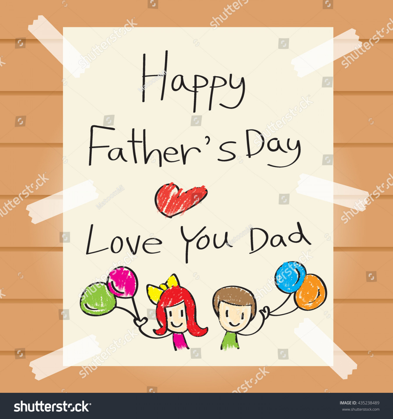 Fathers Day Drawing Card Family Parent Stock Vector (Royalty Free