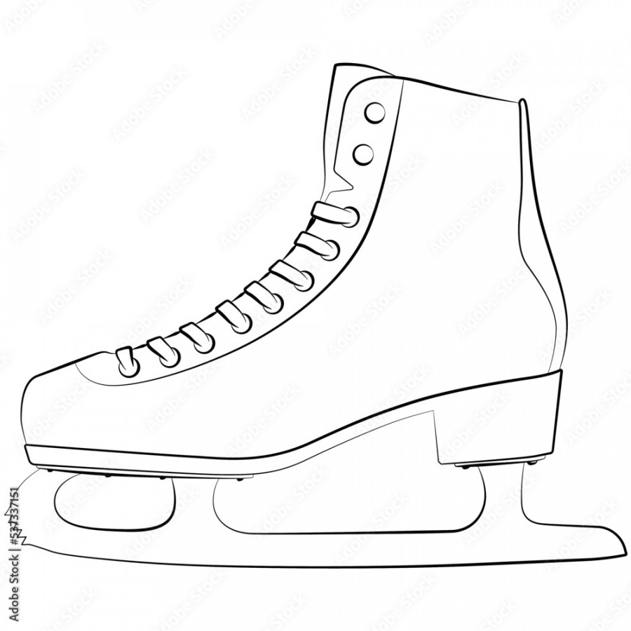 Figure skates, Figure ice skate winter sport equipment sketch