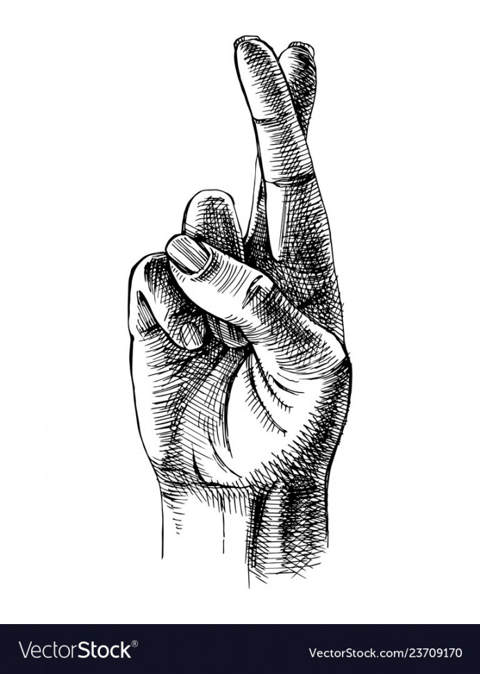 Fingers crossed sketch Royalty Free Vector Image