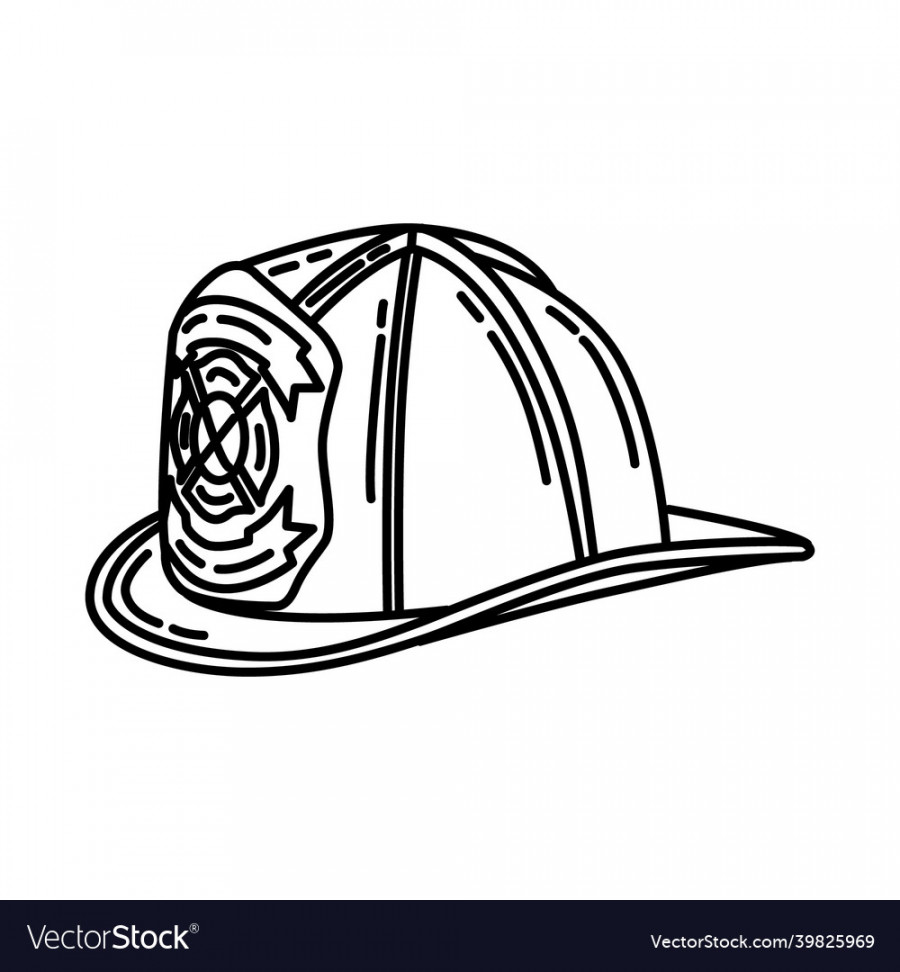 Firefighter hat icon doodle hand drawn or outline Vector Image