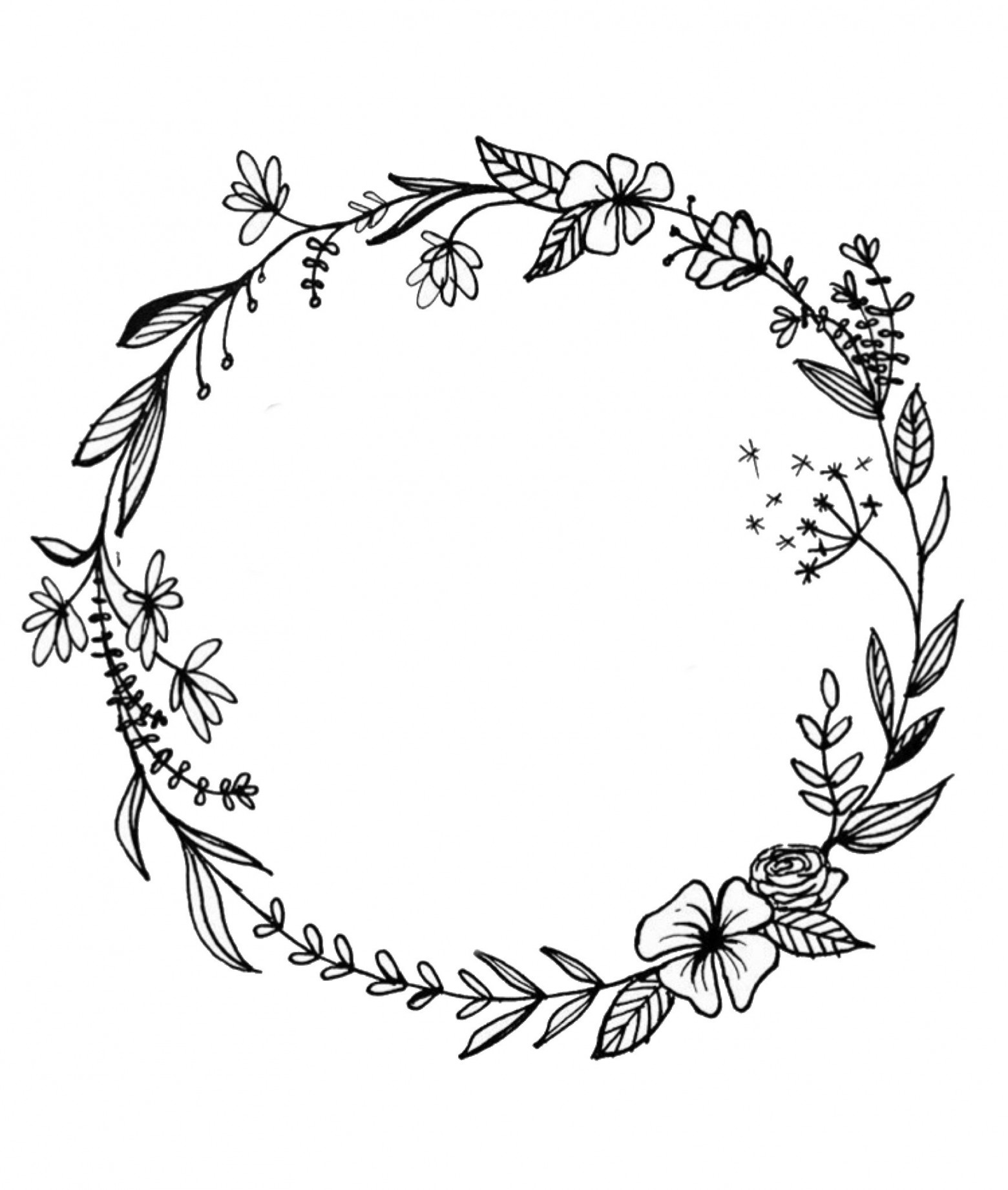 Floral wreath  Flower tattoo designs, Floral wreath drawing