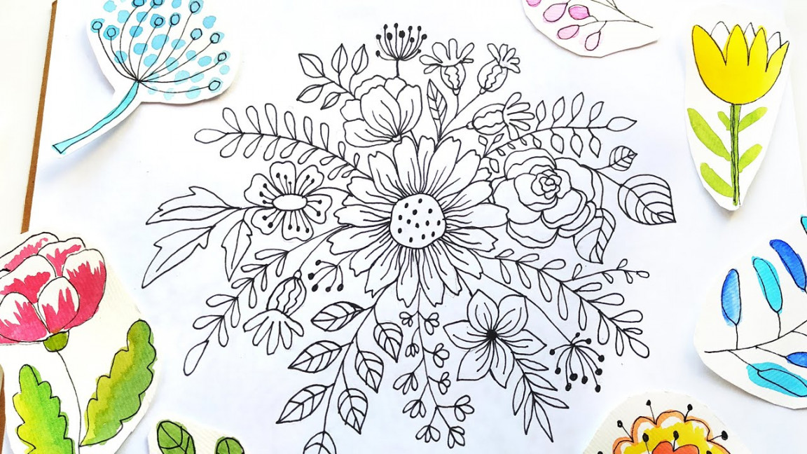 Flowers and Leaves Bouquet Drawing - Easy Floral Doodles Art Ideas  Floral  doodle, Easy drawings, Doodle art