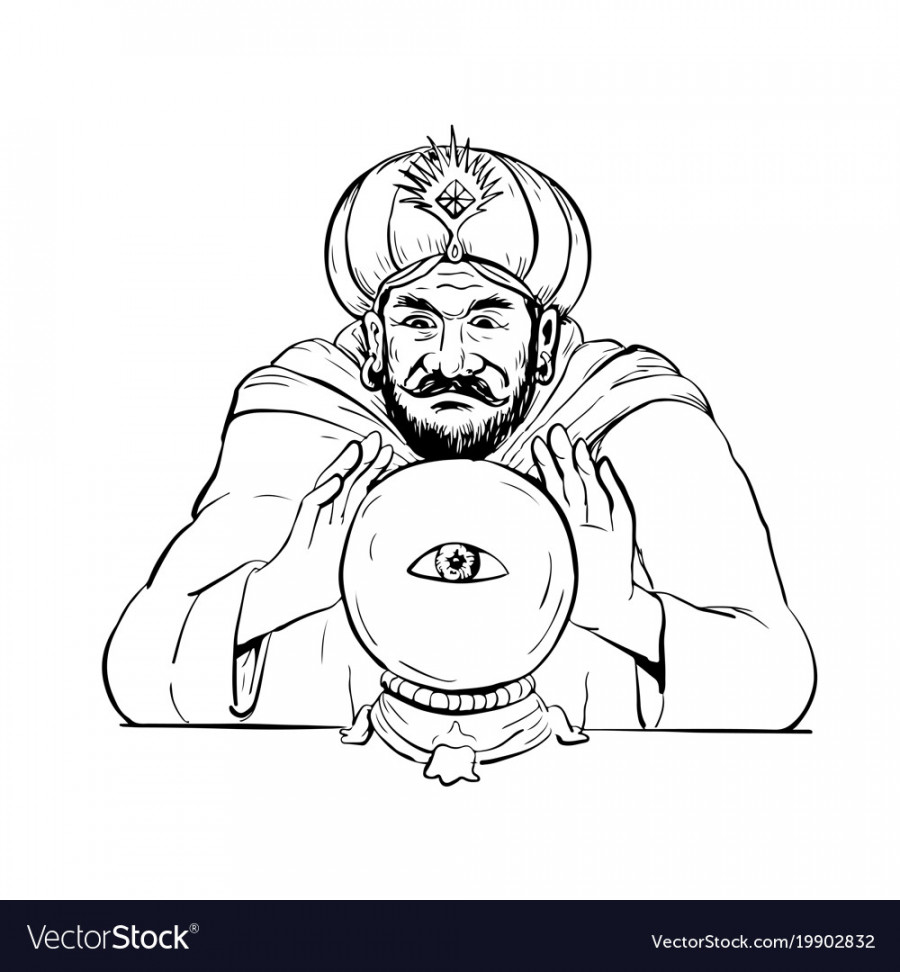 Fortune teller crystal ball drawing Royalty Free Vector